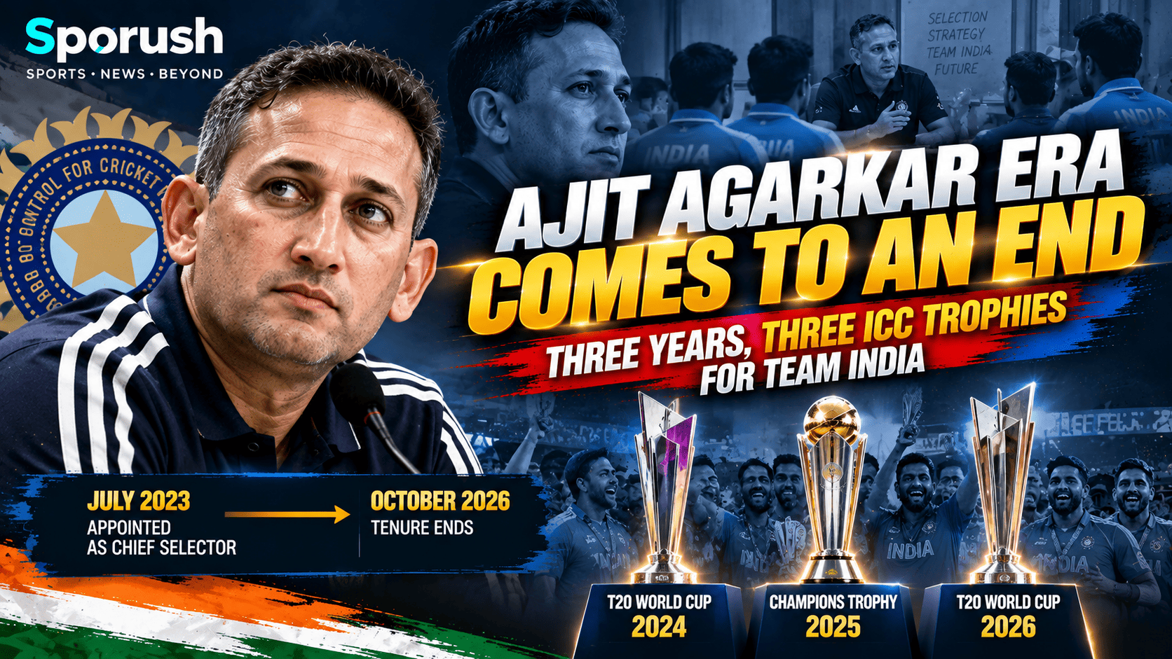 ๐ Ajit Agarkar Era Comes to an End: Three Years, Three ICC Trophies for Team India